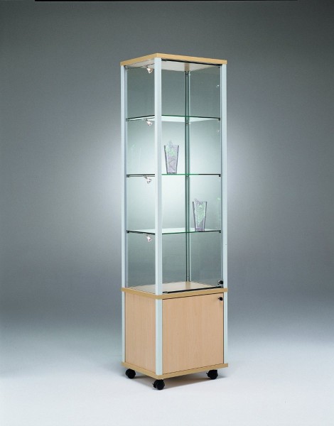 moderne Glasvitrine abschließbar mit Unterschrank 50 x 50 cm - Art.-Nr. QM5353-ob-r-gr