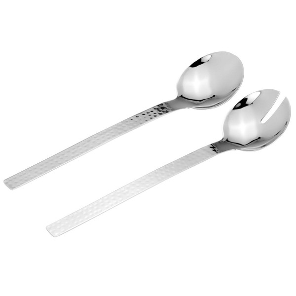 Salatbesteck Set 28 cm 2-teilig Edelstahl gehämmert mit Salatlöffel & Salatgabel