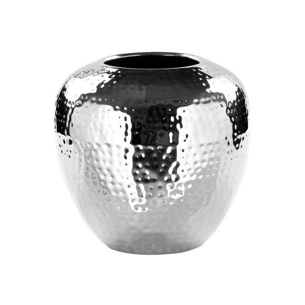 Fink kleine Blumenvase Ø 20 cm silberne gehämmerte Metall-Vase im Kugeldesign - Art.-Nr. 157013