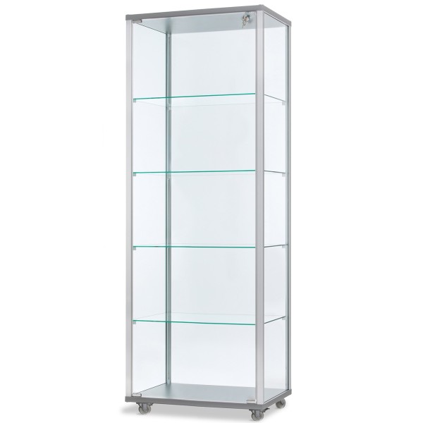 hohe verschließbare Glasvitrine mit LED-Beleuchtung 60 x 40 cm - Art.-Nr. IV6042-mb-r-gr