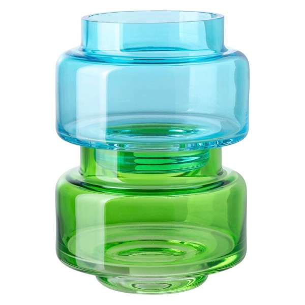 Fink Studio 2-teiliges Teelichthalter Set Ø 10 cm aus Glas grün & türkis stapelbar - Art.-Nr. 116144