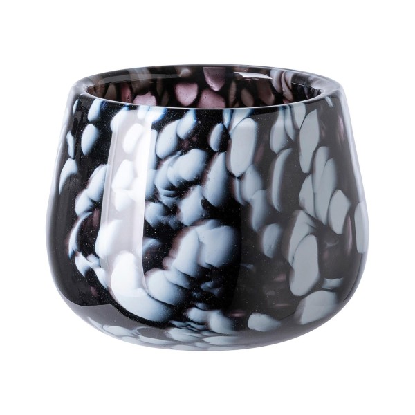 Fink schwarz-weißer Teelichthalter Ø 14 cm aus Glas rundes Windlicht für Teelichter - Art.-Nr. 115422