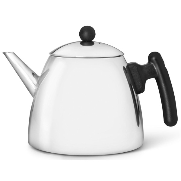 Bredemeijer klassische doppelwandige Edelstahl Teekanne 1.2 Liter schwarzer Griff