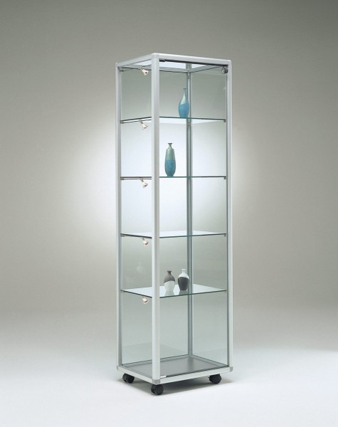 schmale moderne beleuchtete Glasvitrine Ausstellung abschließbar 50 x 40 cm - Art.-Nr. BV5242-mb-r-gr