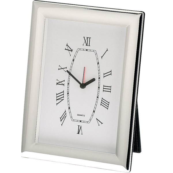 H.Bauer jun. Tischuhr x 13 cm glatt poliert Höhe 18 cm - Art.-Nr. 4695ver versilberte