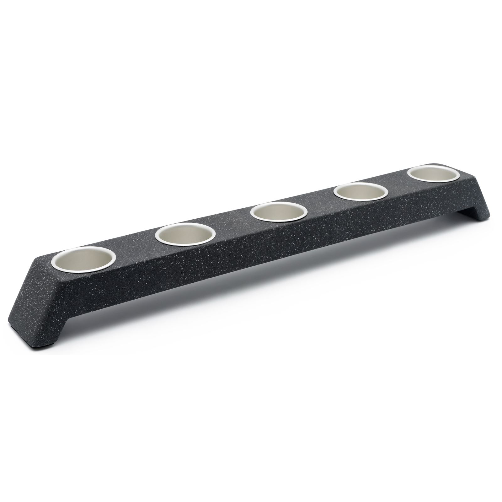 schwarzer Teelichthalter aus Sansteinharz für 5 Teelichter | MM-ComSale