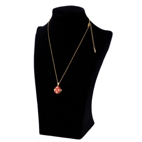 Kette 45 cm vergoldete Halskette mit Herz in rotem Strass Anhänger in Ei-Form