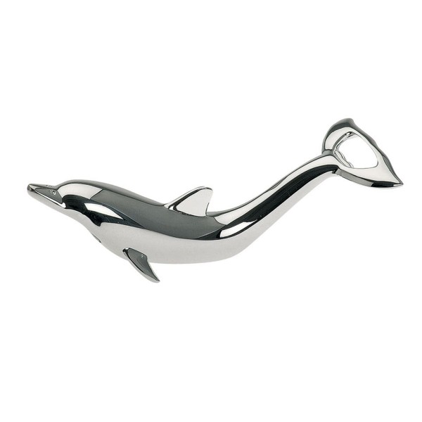 Versilberter Flaschenöffner in Form eines Delphins Kapselheber 16 cm