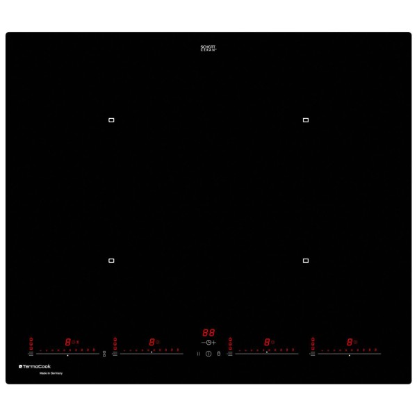 TermaCook Induktionskochfeld 60 cm autark - Glaskeramik mit 4-fach Slider, LED-Anzeige, Timer & Stop & Go
