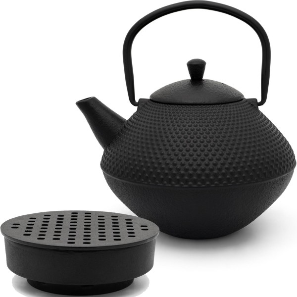 Bredemeijer gusseisernes Asia Teekannen Set 1.0 Liter - kleine Gusskanne mit Stövchen