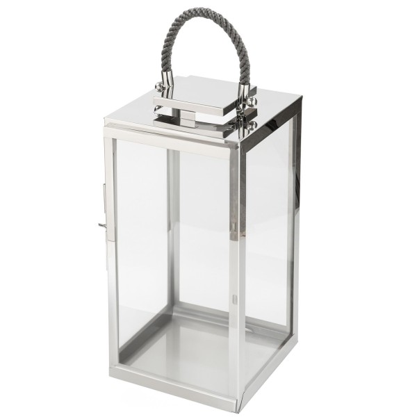 Fink tragebare Edelstahl Laterne 48 cm Windlicht für Stumpenkerzen oder LED-Kerzen - Art.-Nr. 159589