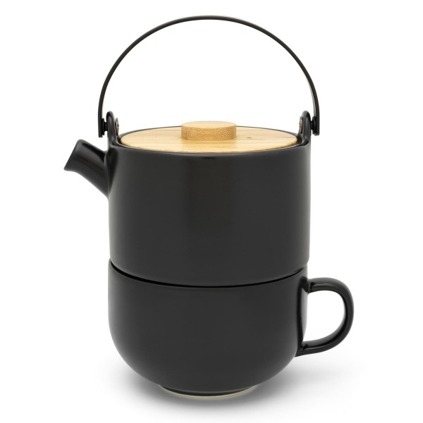 Bredemeijer schwarzes mattes Keramik Tea-for-one Set 0.5 Liter 2-teilig