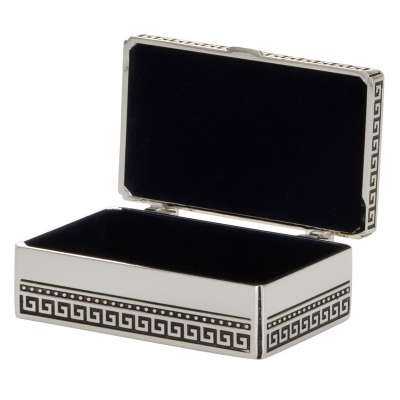 rechteckige kleine verzierte versilberte Schmuckdose 9 x 6 cm | MM-ComSale