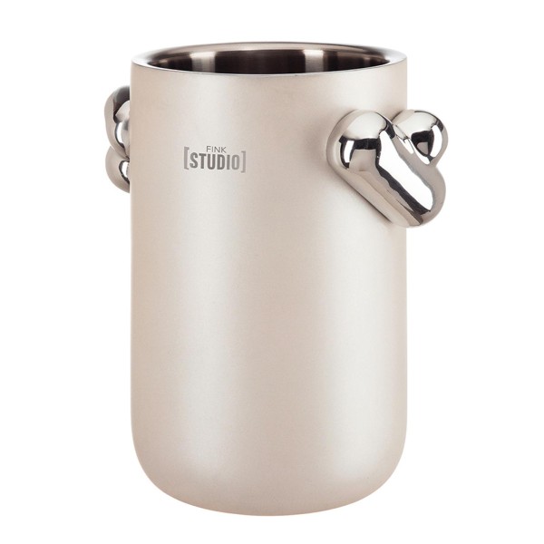 Fink Studio Flaschenkühler 20 cm creme-weiß doppelwandig Edelstahl Weinkühler für 1 Flasche - Art.-Nr. 154257