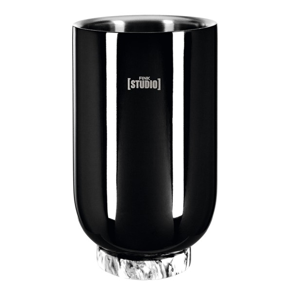 Fink Studio Flaschenkühler 21 cm Edelstahl doppelwandig schwarzer Weinkühler für 1 Flasche - Art.-Nr. 154270