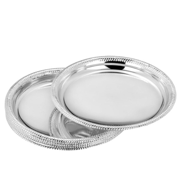 Mini Teller Set 6 Stück je Ø 10,2cm versilberte Untersetzer für Gläser oder Schälchen im Set