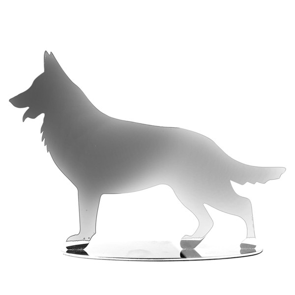 Fink stehender Deko Hund aus Edelstahl 5 x 19 x 14 cm silberner Schäferhund zum Aufstellen - Art.-Nr. 151235