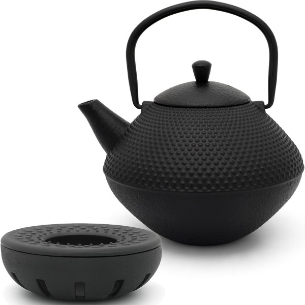 Bredemeijer gusseisernes Asia Teekannen Set 1.0 Liter - kleine Gusskanne mit Teewärmer