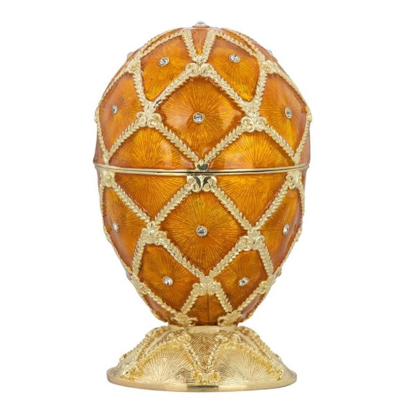 Kleine gelbe edle Dose in Ei-Form mit Strasssteinen 15 cm zum Öffnen & Befüllen