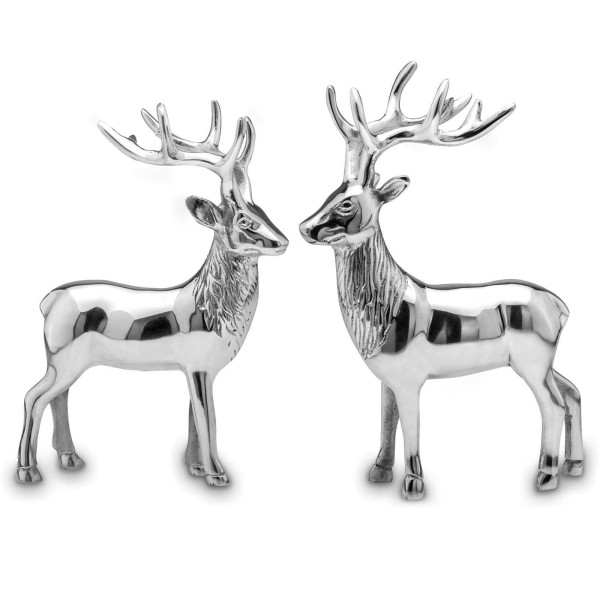 Deko Hirsche im 2er Set aus Aluminium stehendes Hirschfiguren Paar 2-teilig