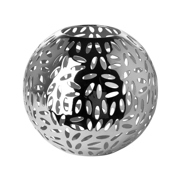 Fink kleines Windlicht Ø 17 cm silberfarbenes Kugel-Stimmungslicht für Teelichter - Art.-Nr. 146179