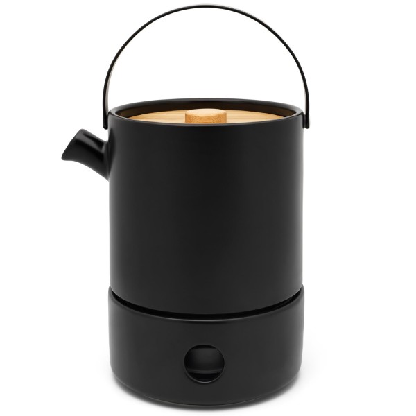 Bredemeijer schwarze keramische Teekanne 1.2 Liter mit Teewärmer