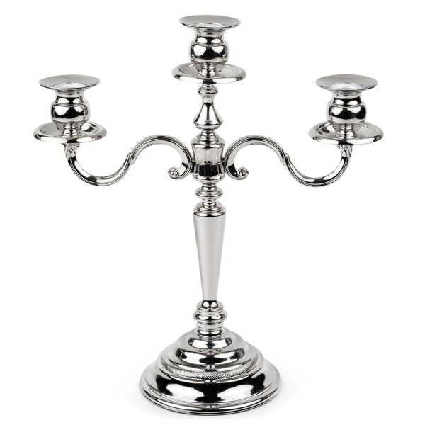 Zilverstad 3-armiger Kerzenleuchter 35 cm silberner 3-flammiger Kerzenhalter für Stabkerzen