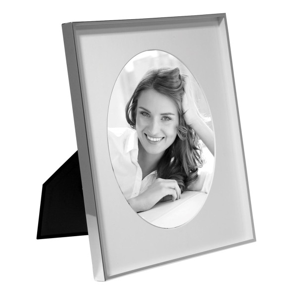 Fink großer Bilderrahmen 20x25 cm versilberter Fotorahmen mit ovalem Ausschnitt - Art.-Nr. 133164