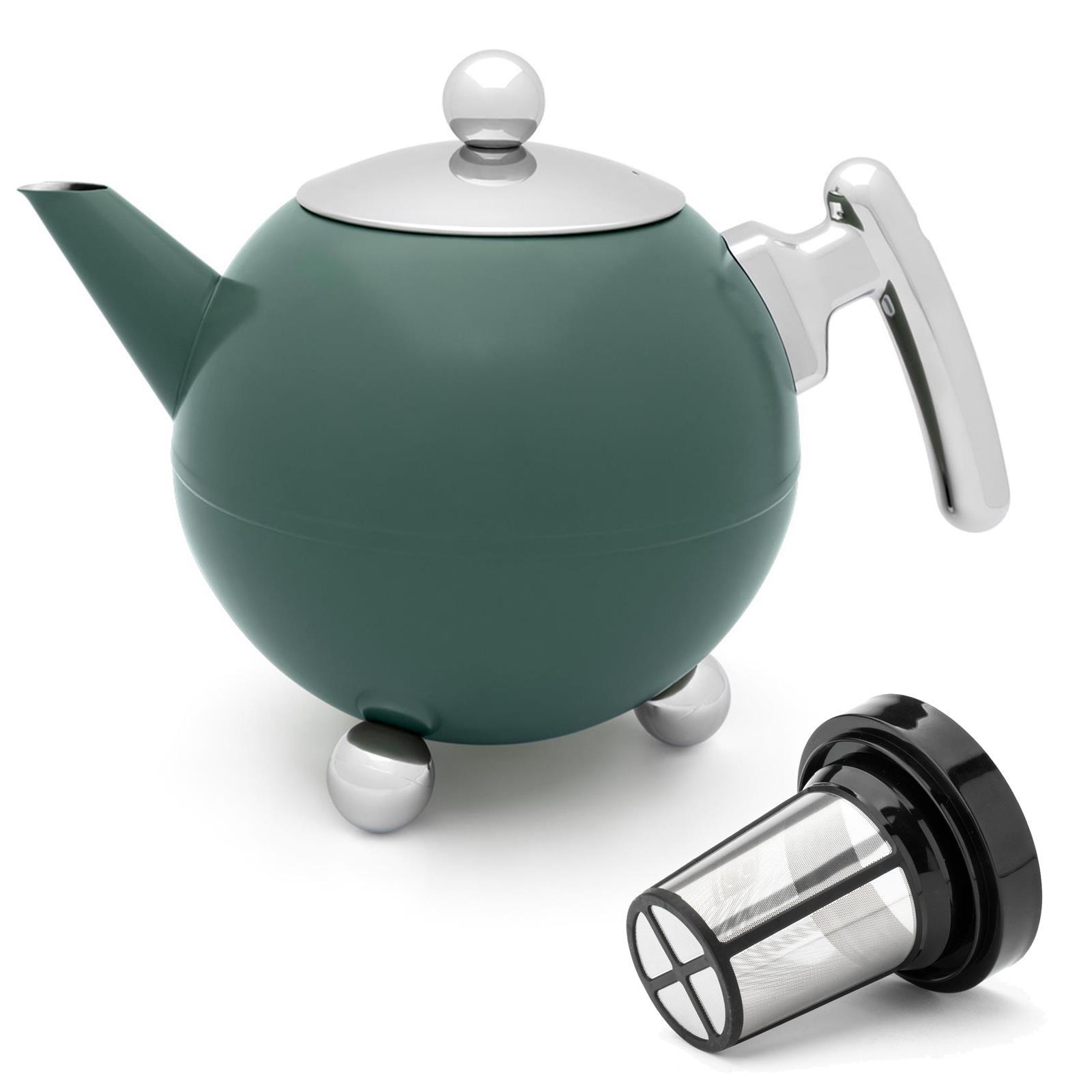 Teekanne mit grüne Aufsatzfilter doppelwandige L Edelstahl 1.2 | MM-ComSale