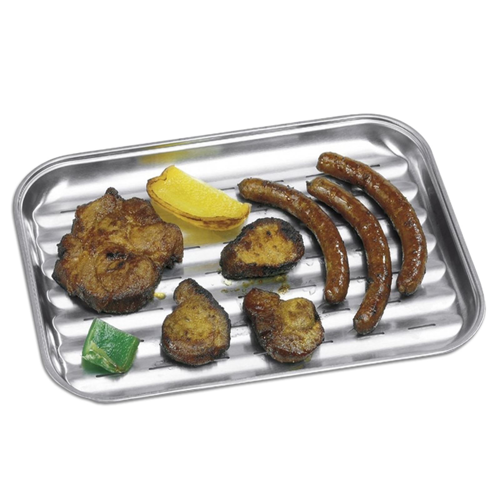 große rechteckige Edelstahl Grillschale ca. 35 x 25 cm für Fleisch und