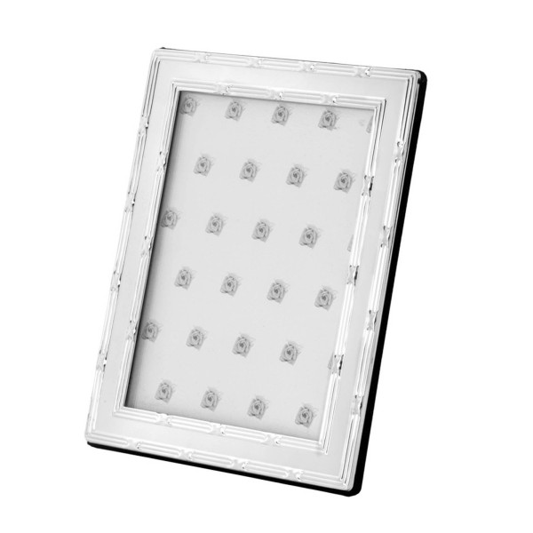 Bilderrahmen Fotogröße 13 x 18 cm versilbert Fotorahmen mit Kreuzband & Samtrücken - Art.-Nr. 30216