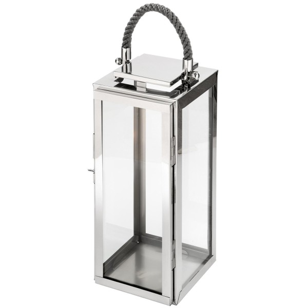 Fink tragebare Edelstahl Laterne 43 cm Windlicht für Stumpenkerzen oder LED-Kerzen - Art.-Nr. 159588