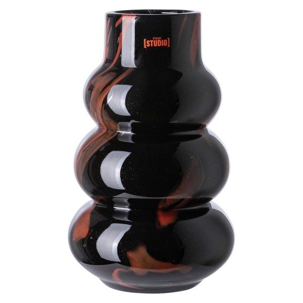 Fink Studio Blumenvase 30 cm aus Glas rot-schwarze Glasvase im modernen Design - Art.-Nr. 115392