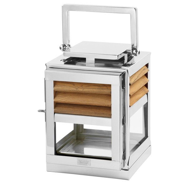 Fink Windlicht 25 cm aus Edelstahl & Teakholz braun Laterne für den Innen- & Außenbereich - Art.-Nr. 159500