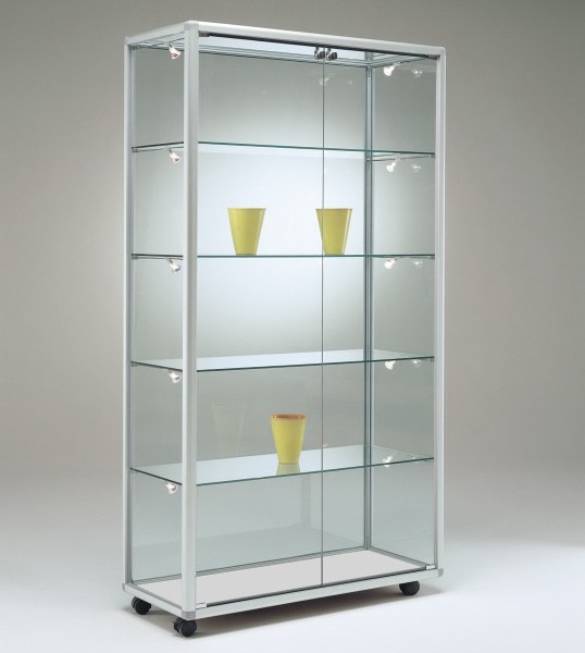 schmale moderne Glasvitrine Ausstellung abschließbar 80 x 50 cm - Art.-Nr. BV7952-ob-r-gr