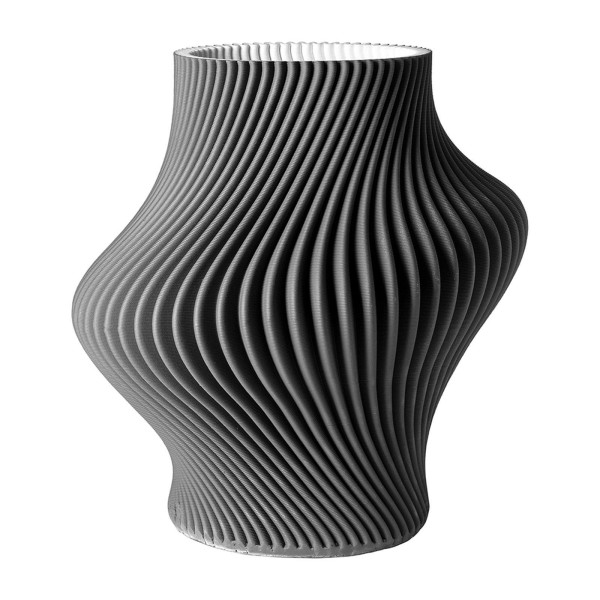Fink Vase aus Porzellan 28 x Ø 26 cm schwarz elegante Design Blumenvase mit strukturierter Oberfläche - Art.-Nr. 127221
