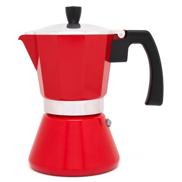 roter Edelstahl Espressokocher Induktion für 6 Tassen - Art.-Nr.LV113007