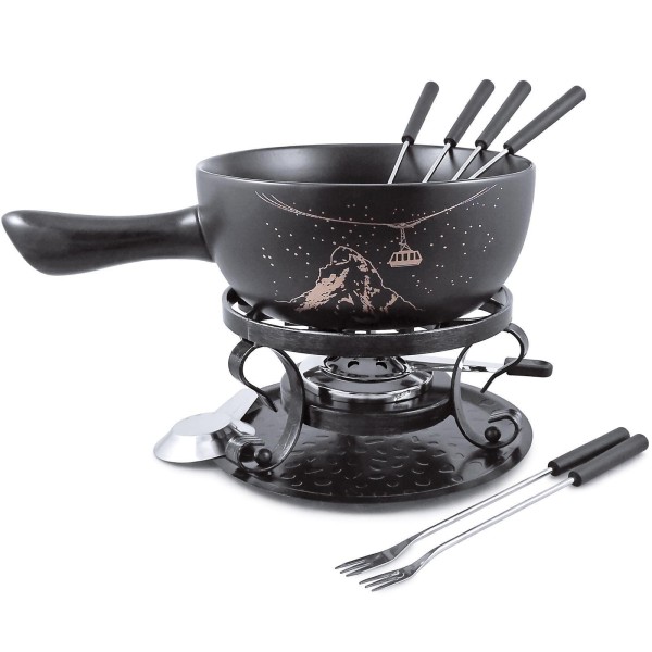 Swissmar schwarzes Keramik Käsefondue-Set 9-teilig für 6 Personen