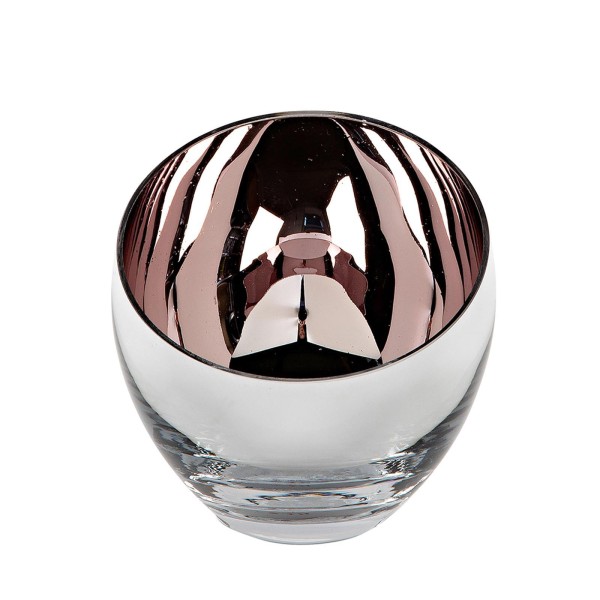 Fink eleganter Teelichthalter Ø 11 cm rosefarben Glas Kerzenhalter in kugeliger Vasenform - Art.-Nr. 116088