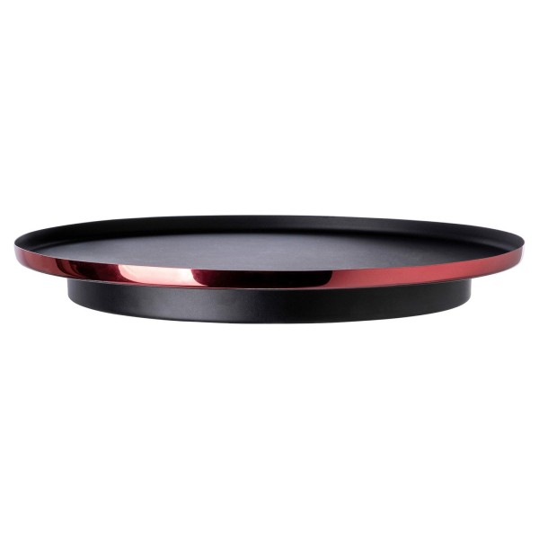 Fink Studio rundes Design Serviertablett 30 cm rot-schwarzes Tablett für Getränke & Snacks - Art.-Nr. 152017