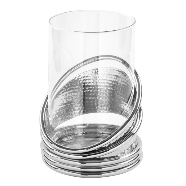 Fink edles Windlicht 25x18 cm aus Glas-Aluminium Kerzenhalter für Stumpenkerzen - Art.-Nr. 159593