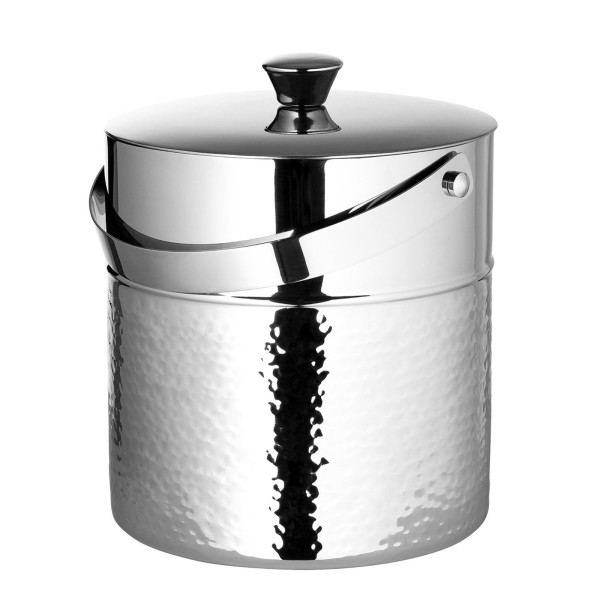 Fink doppelwandiger Eiswürfelbehälter 21 cm gehämmerter Edelstahl Eiseimer mit Deckel - Art.-Nr. 154018
