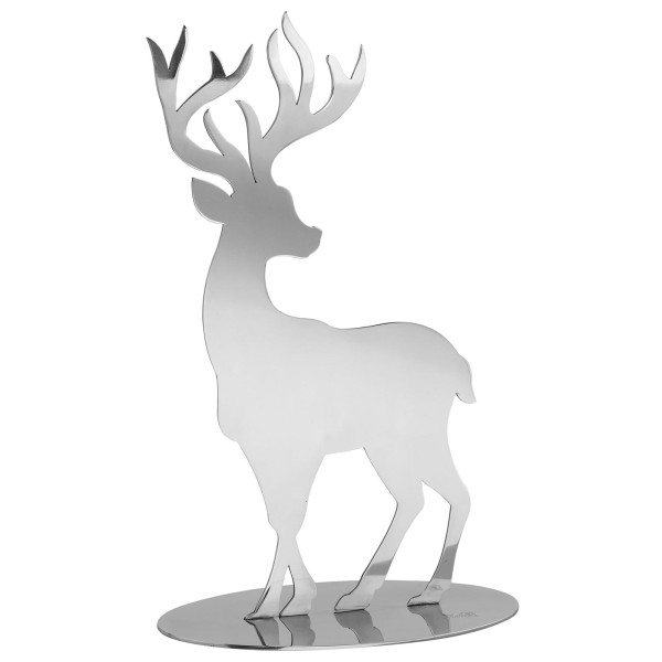 Fink großer silberner Deko Hirsch 30 cm aus Edelstahl Dekofigur zum Aufstellen - Art.-Nr. 141338