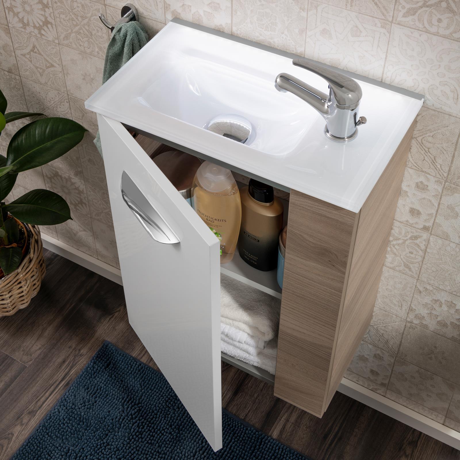 Fackelmann schmales helles hängendes Gäste WC Badmöbel Set 3-tlg. ca