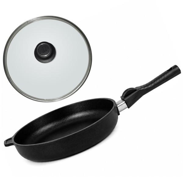 BAF Antihaft Bratpfanne 32 cm 4-fach beschichtet Induktion mit Glasdeckel & abnehmbarem Griff