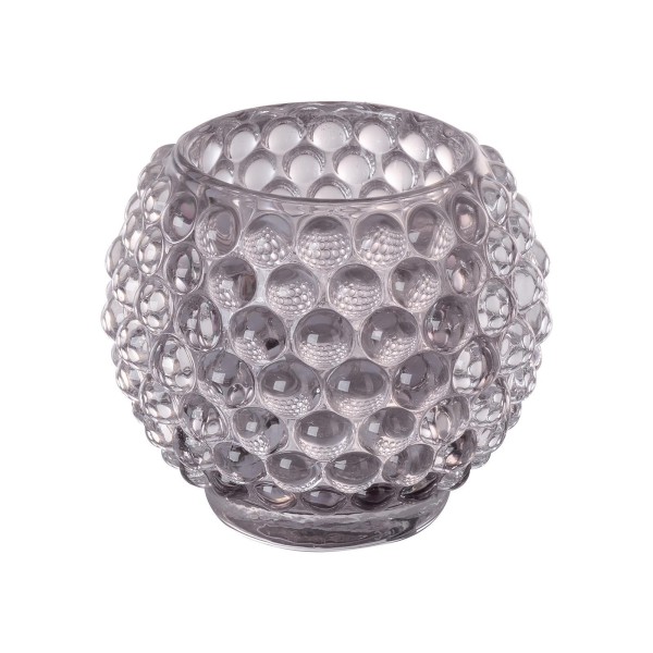 Fink kleiner grauer Glas-Teelichthalter Ø 9 cm genoppter Kerzenhalter - Art.-Nr. 116079