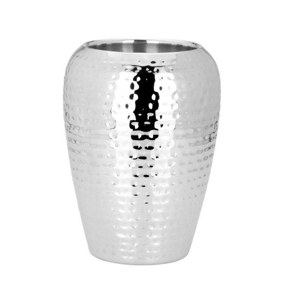 Flaschenkühler oder Vase 20,5 cm Edelstahl gehämmert doppelwandig - für 1 Flasche oder Blumen