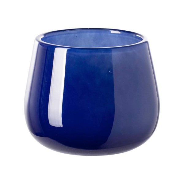 Fink blauer Teelichthalter Ø 14 cm aus Glas rundes Windlicht für Teelichter - Art.-Nr. 115390