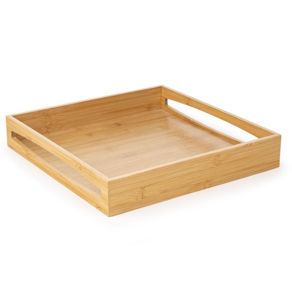 Leopold Vienna quadratisches Serviertablett 35 x 35 cm hohes Holz-Tablett mit 2 Griffe