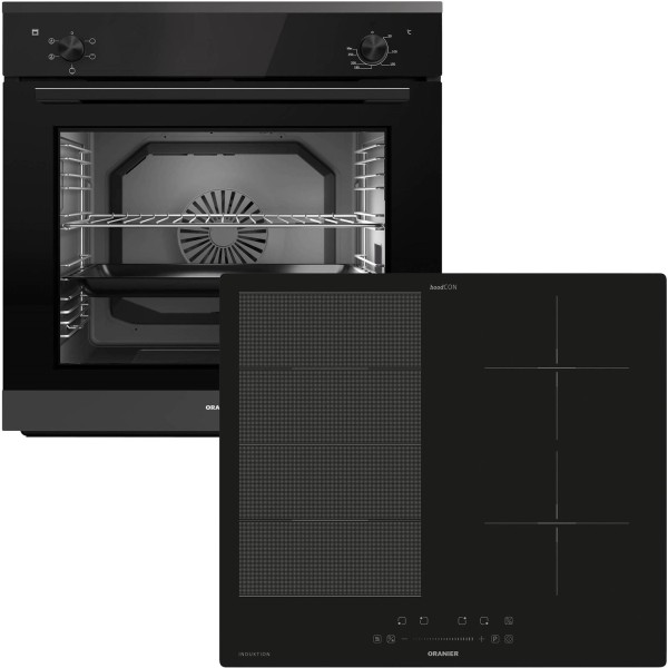 Oranier autarkes Einbau-Backofen Set inkl. 60 cm Flexx-Induktionskochfeld KXI460 EBS220 Drehknebel